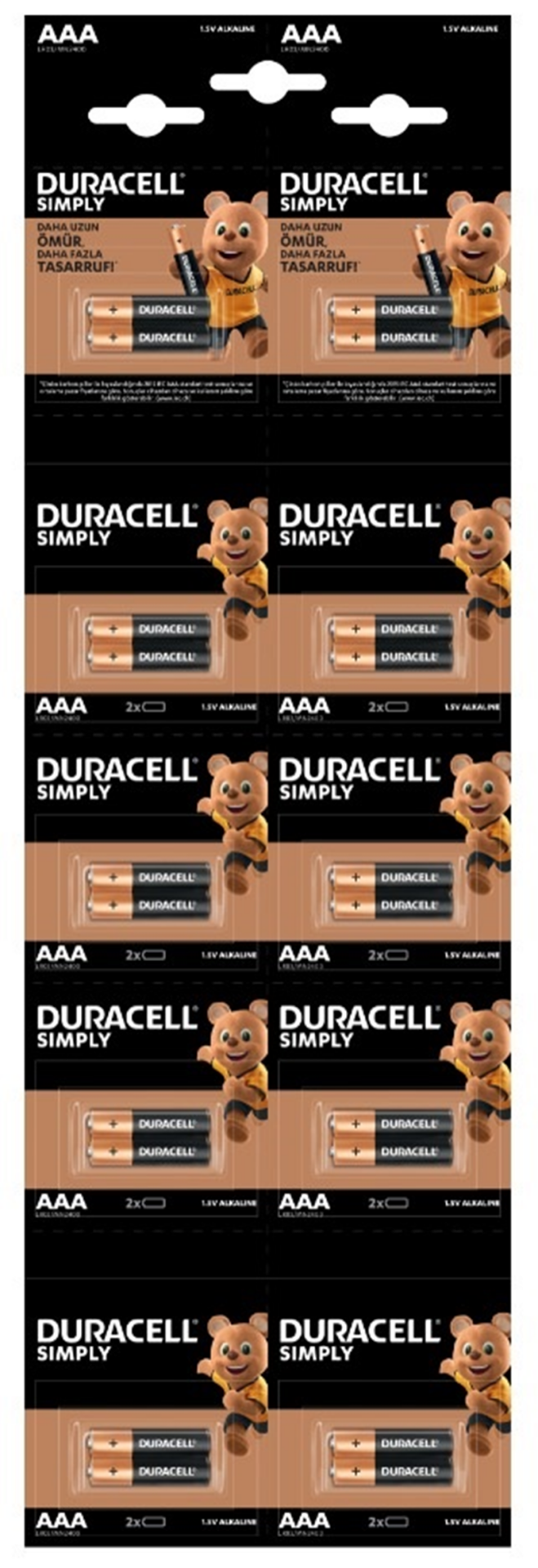 Duracell  AAA Kalem Pil 20’li Kartela (2x10)